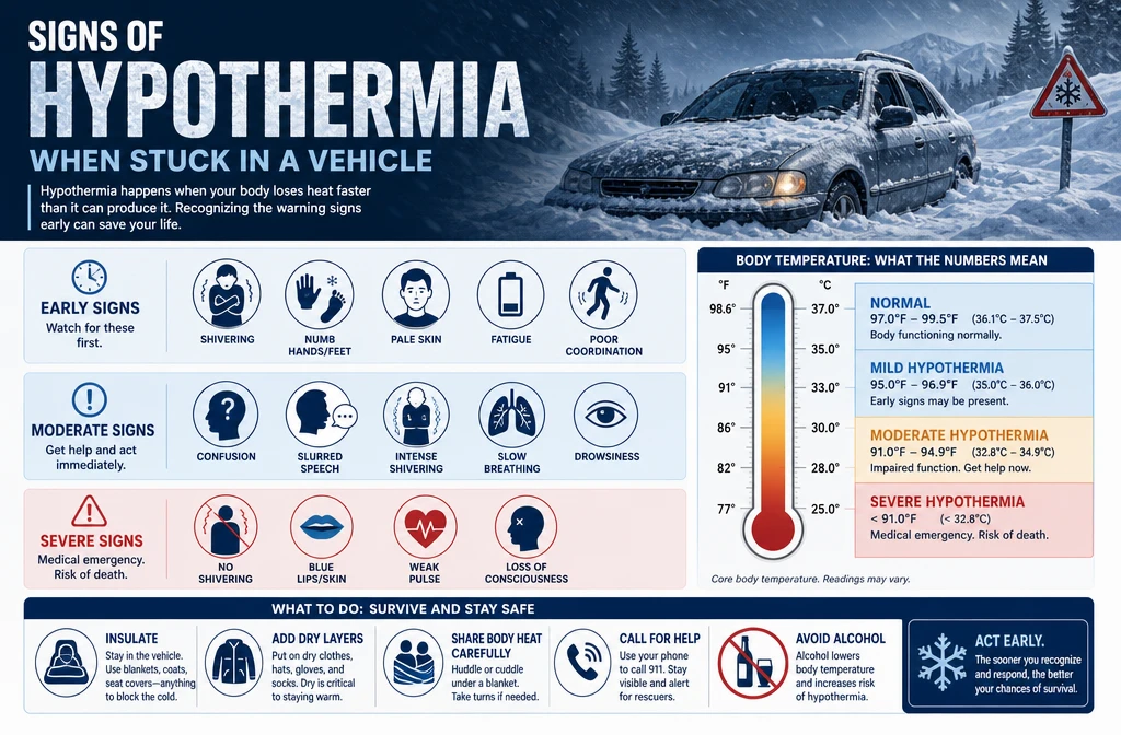 keep warm in cold car infographic