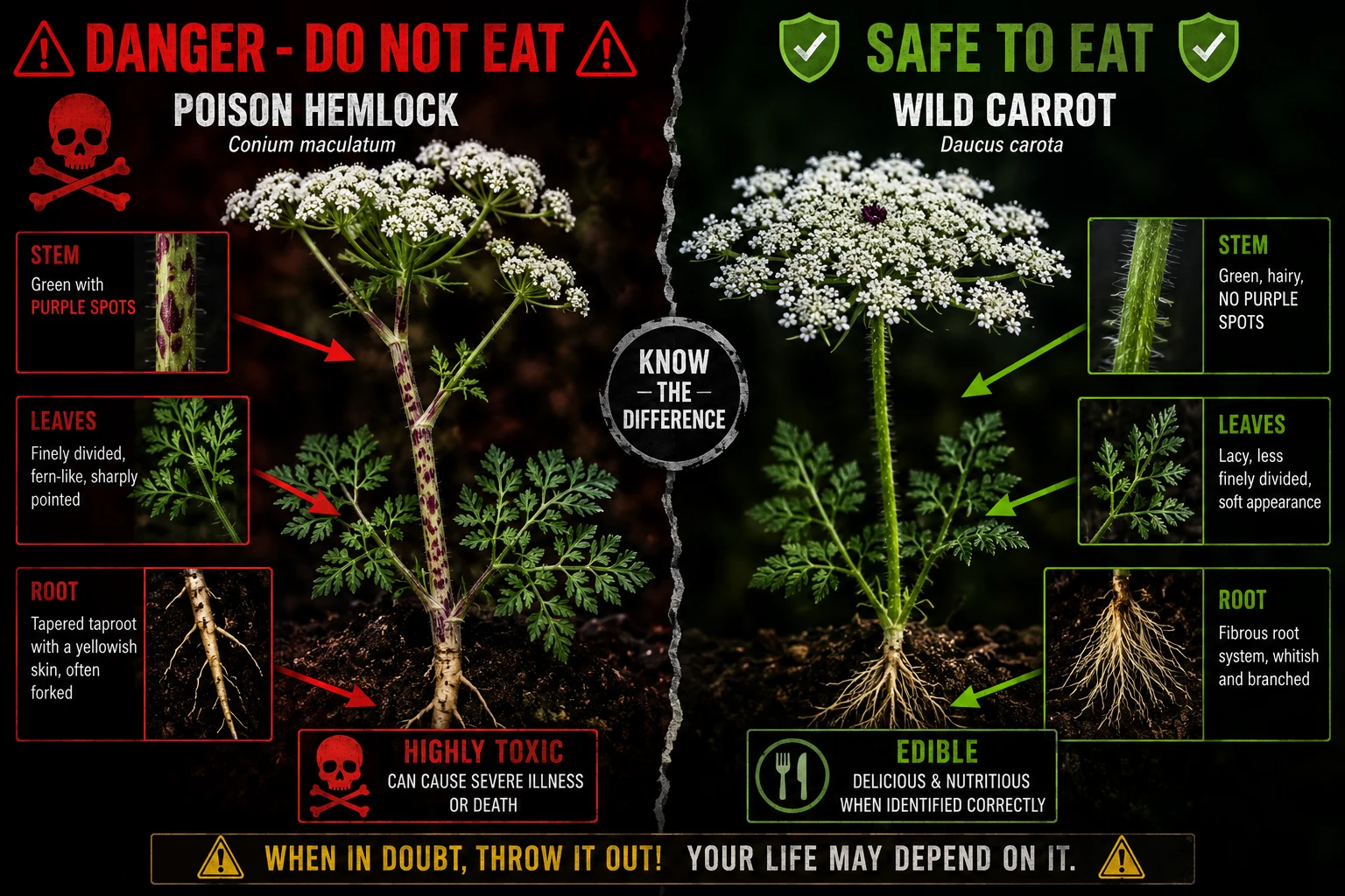 What Is the Difference Between Edible and Poisonous Look-Alike Plants