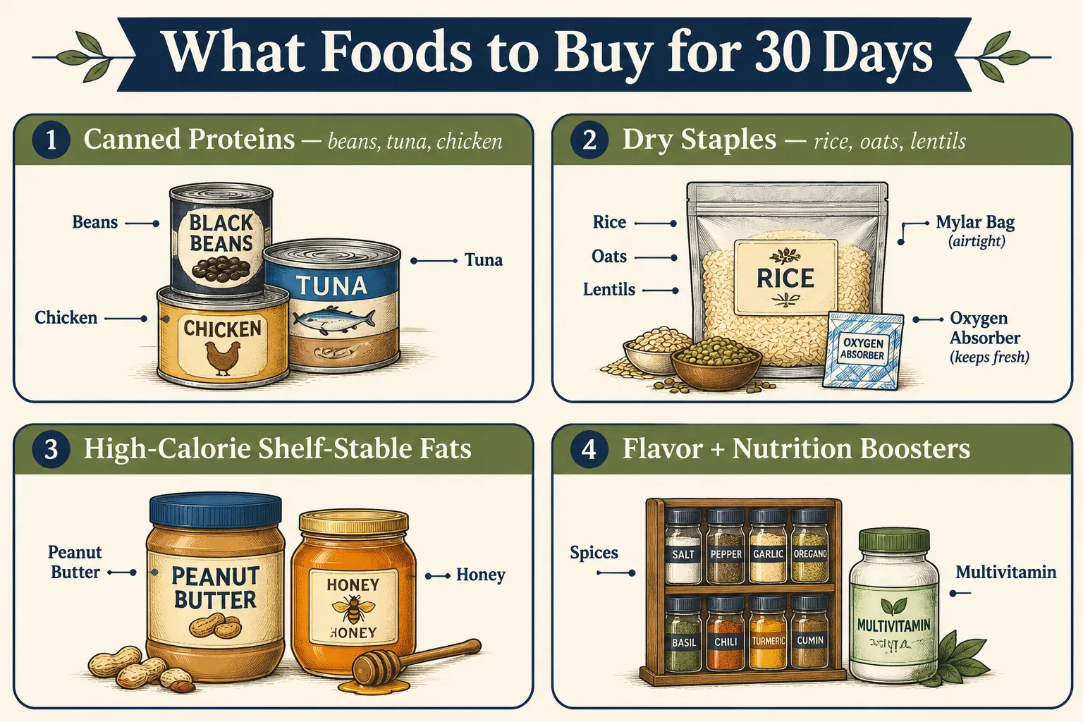 What Foods Should You Buy for a 30-Day Emergency Supply