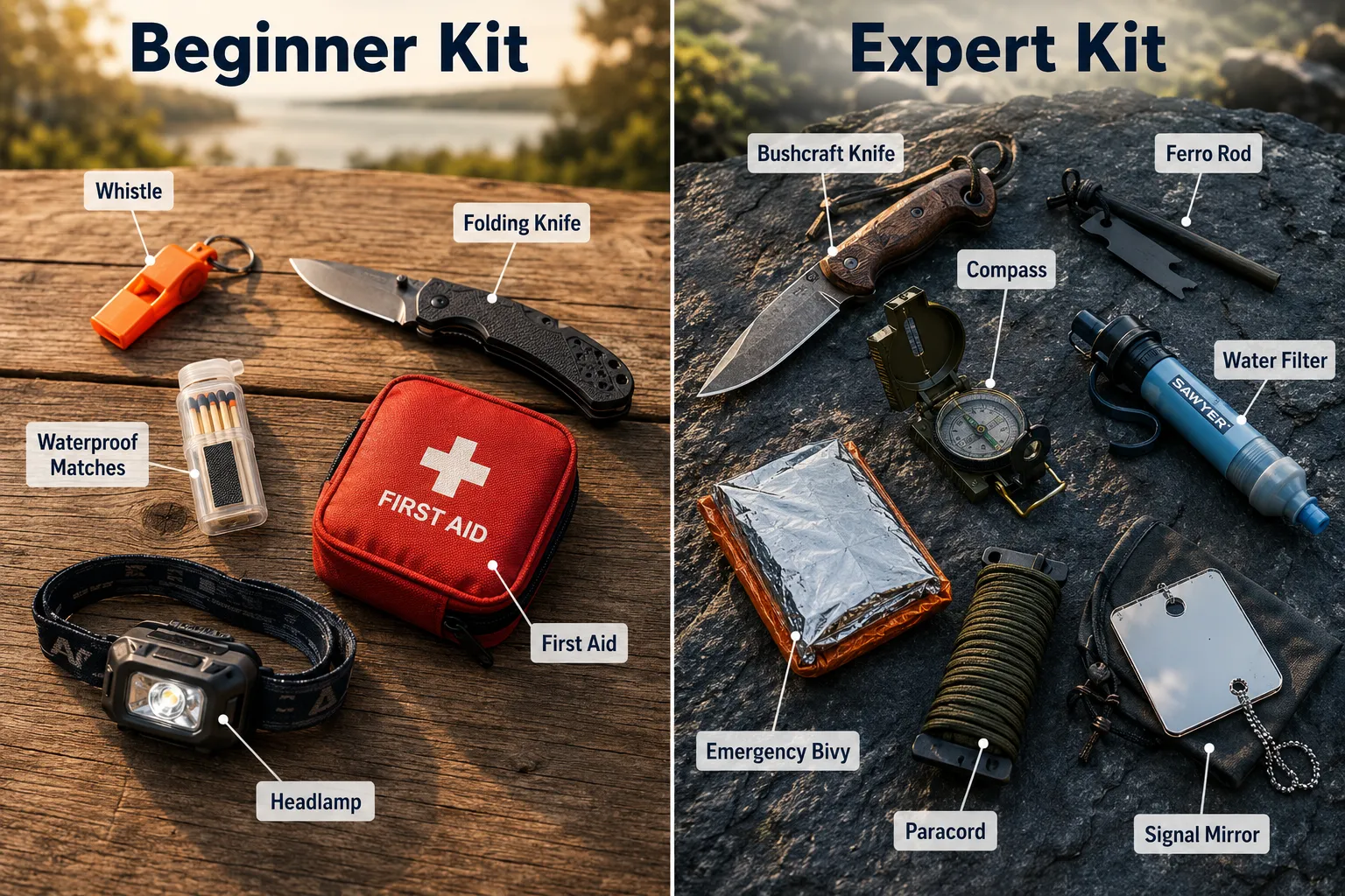 Wilderness Survival Tools Every Hiker Needs: Beginner vs. Expert Kit Comparison