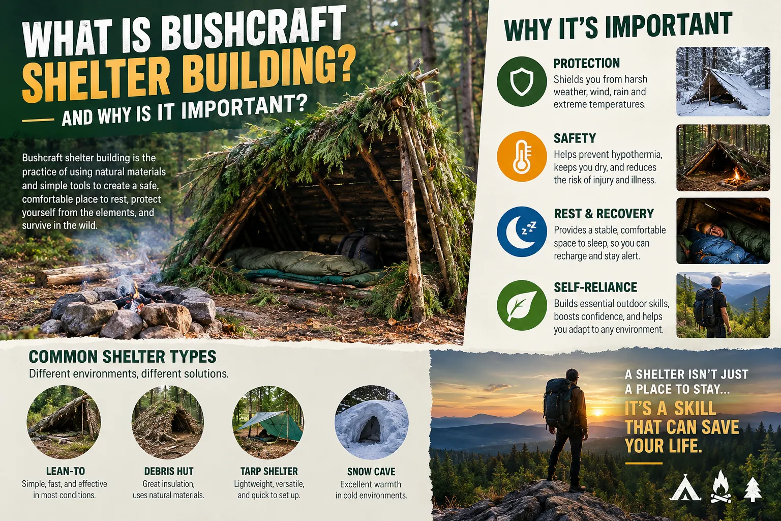 Bushcraft Shelter Building for Beginners Step by Step