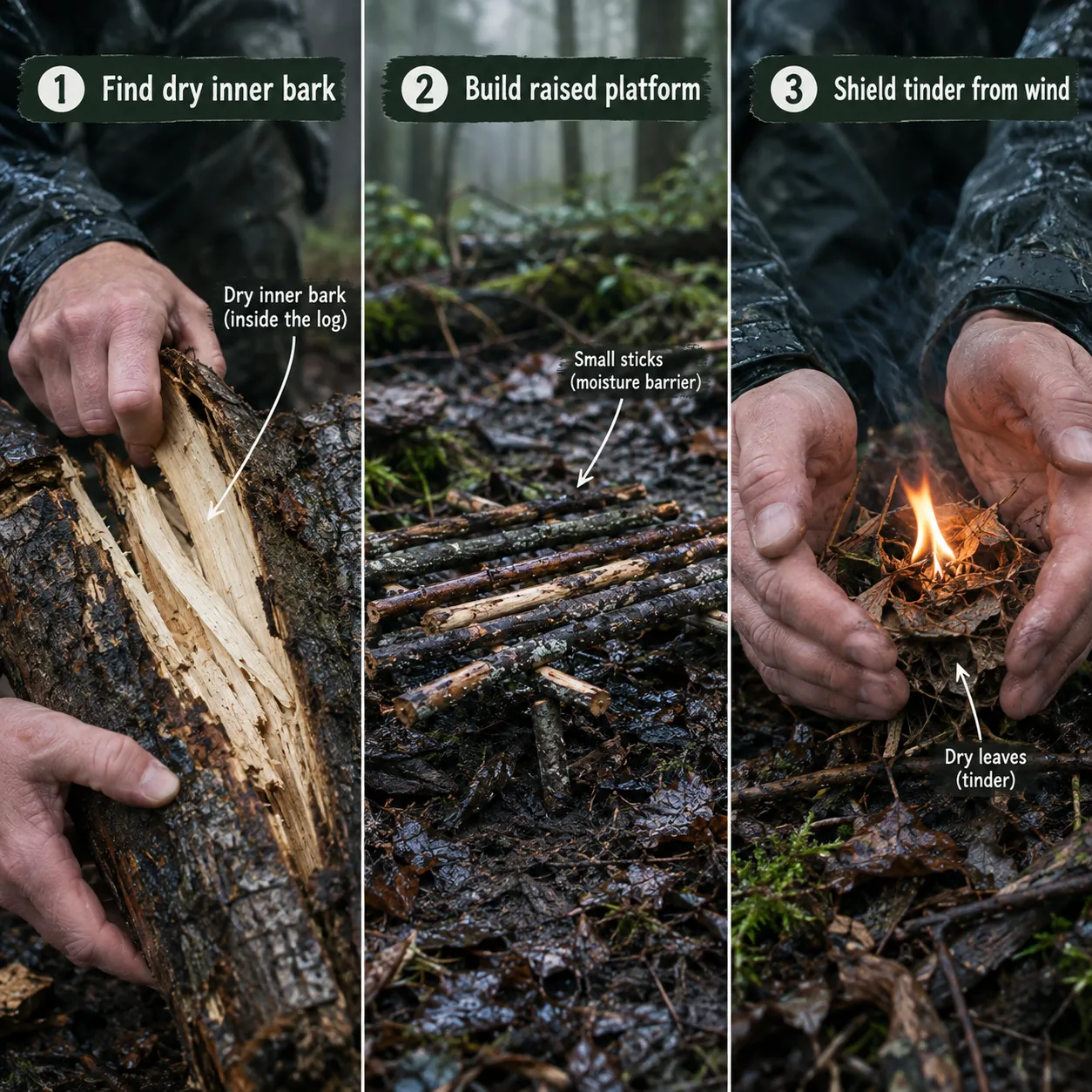 Fire-Making Methods That Work When Everything Is Wet Outside