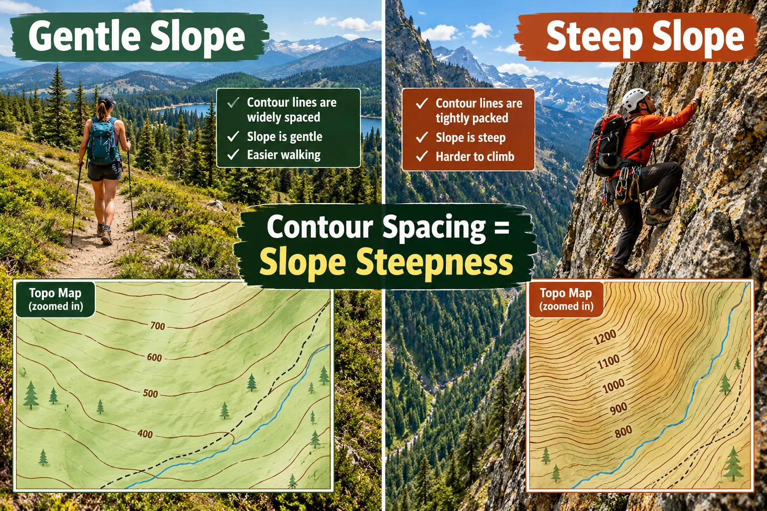 How To Identify Steep vs Gentle Slopes on a Topographic Map