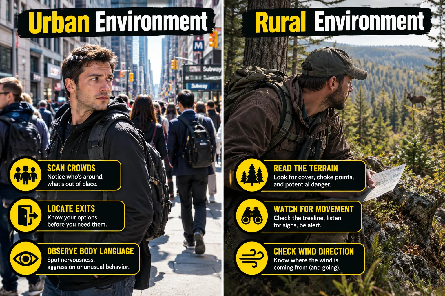 Situational Awareness in Urban vs Rural Environments