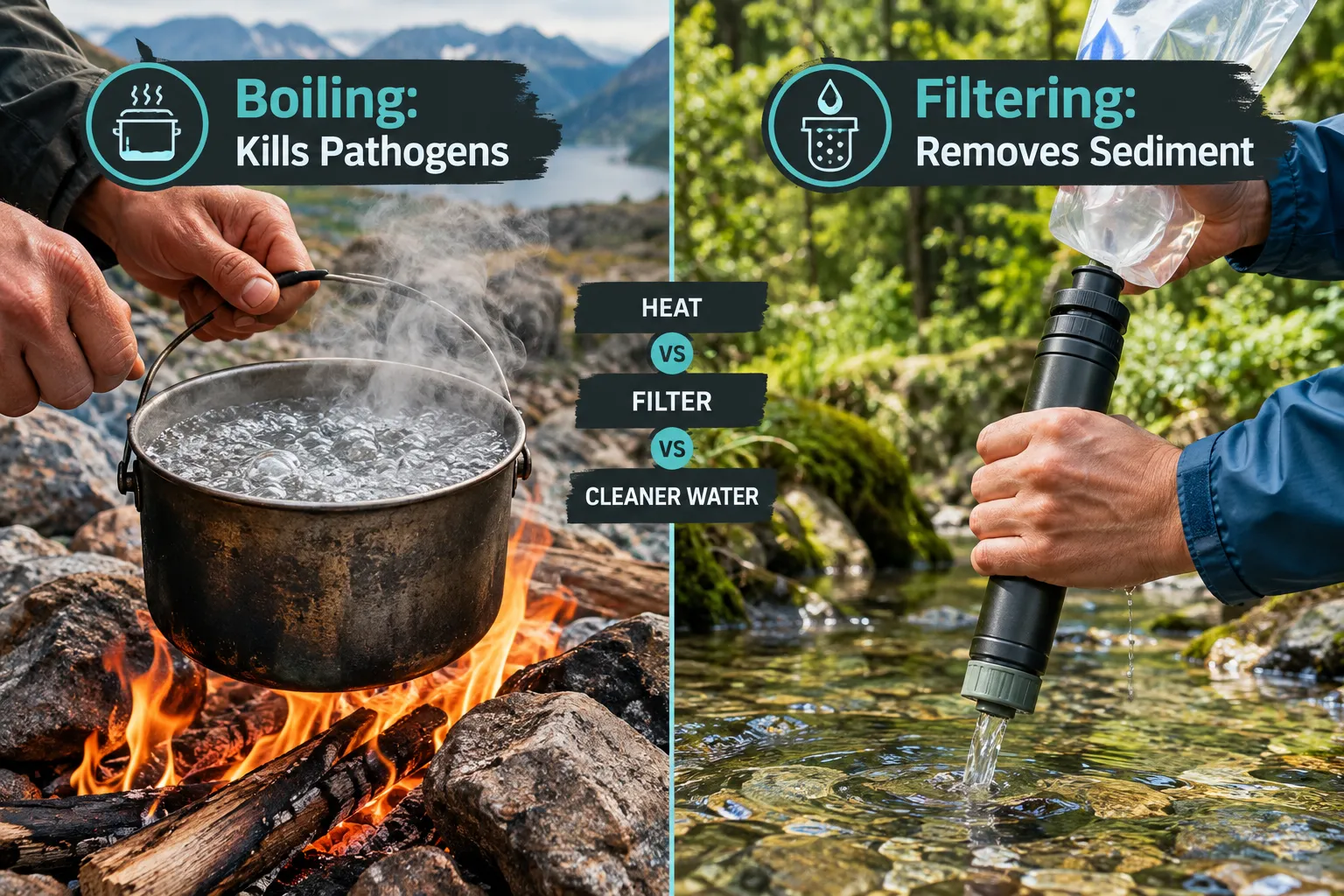 What's the Difference Between Boiling and Filtering Water Outdoors